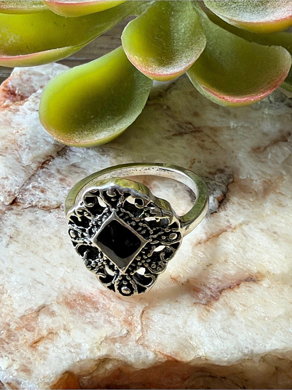 New Black Statement Ring size 7